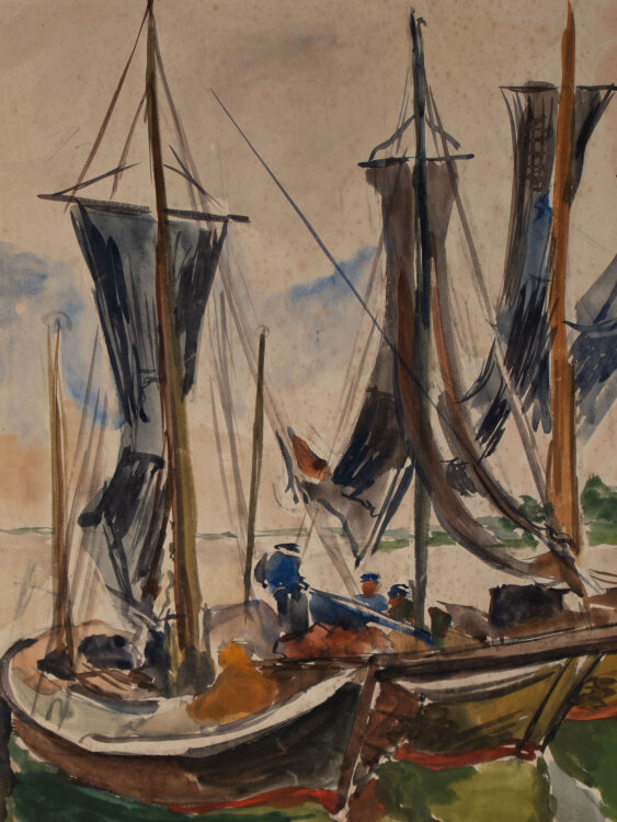 Gerhard Schulte-Dahling - Fischerboote - 1956 - Aquarell