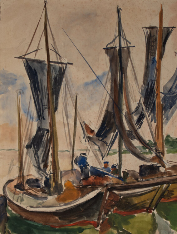 Gerhard Schulte-Dahling - Fischerboote - 1956 - Aquarell