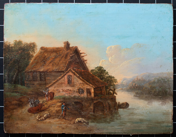 Deutscher Künstler im flämischen Stil - Landschaft mit Bauern - 2 Werke - Ende 18. Jhd. - Öl
