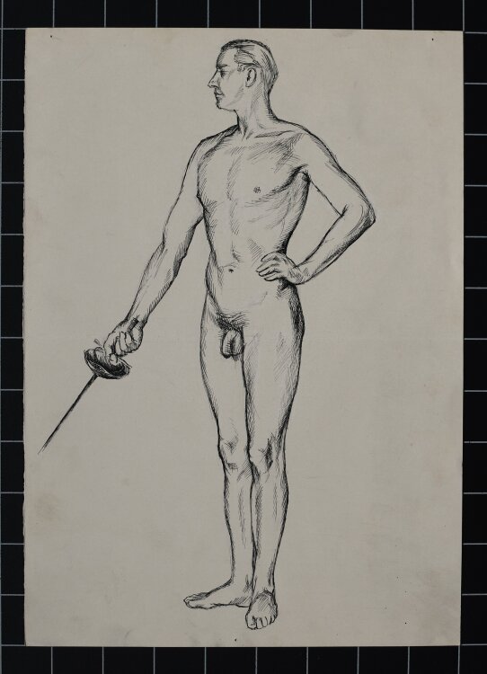 Heinrich Ilgenfritz - Männerakt mit Florett - 1930er...