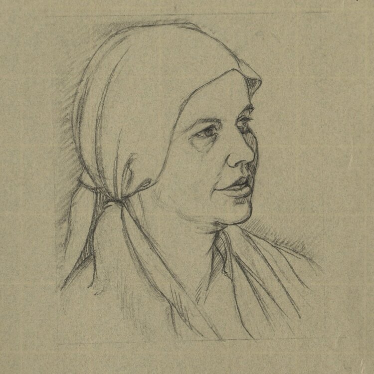 Heinrich Ilgenfritz - Frauenporträt nach rechts - 1930er Jahre - Bleistift