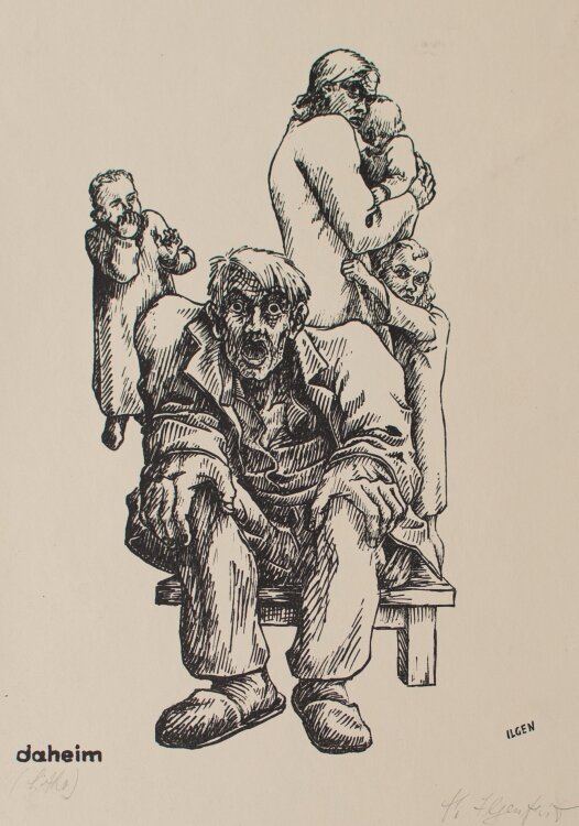 Heinrich Ilgenfritz - Daheim - Um 1928 - Lithografie
