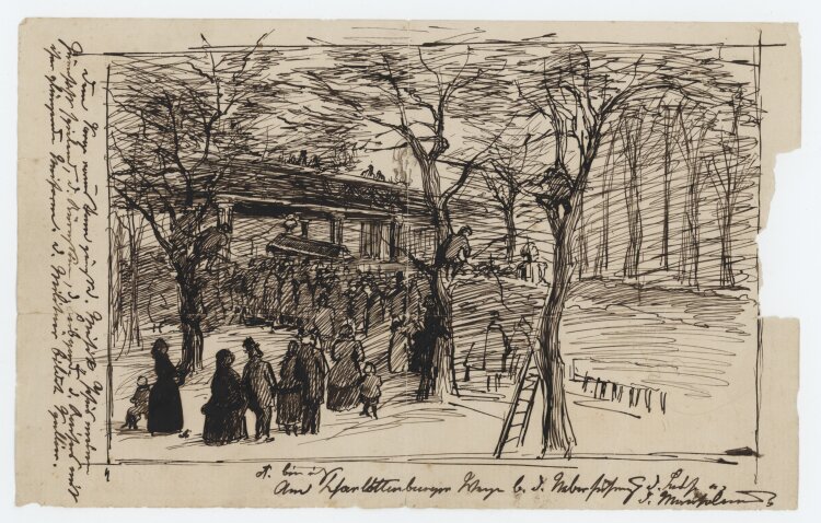 Unbekannte Künstlerin - Überführung des Sarges Wilhelms I. in das Charlottenburger Mausoleum - 1888 - Tinte