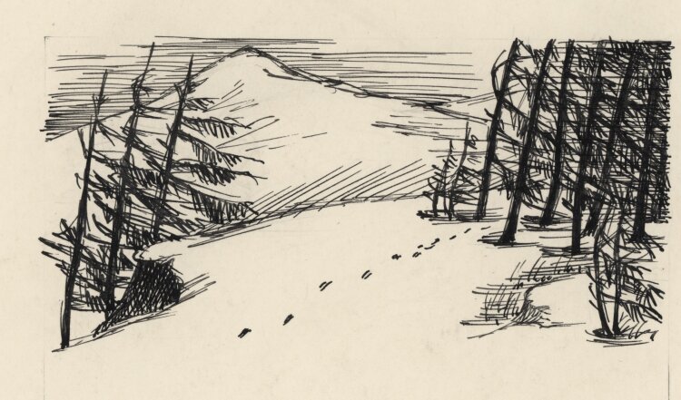 Heinrich Ilgenfritz - Verschneite Waldlandschaft - ca. 1948 - Tinte
