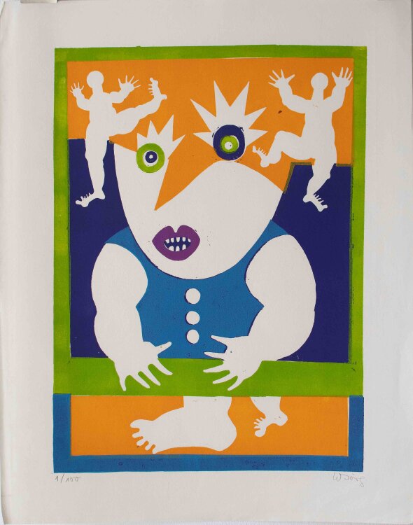 Wolfgang Jörg - Figur - undatiert - Farblinolschnitt