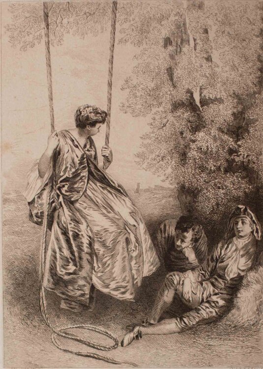 Amédée Varin nach Antoine Watteau - La Balancoire (Die Schaukel) - undatiert - Radierung mit leichtem Plattenton