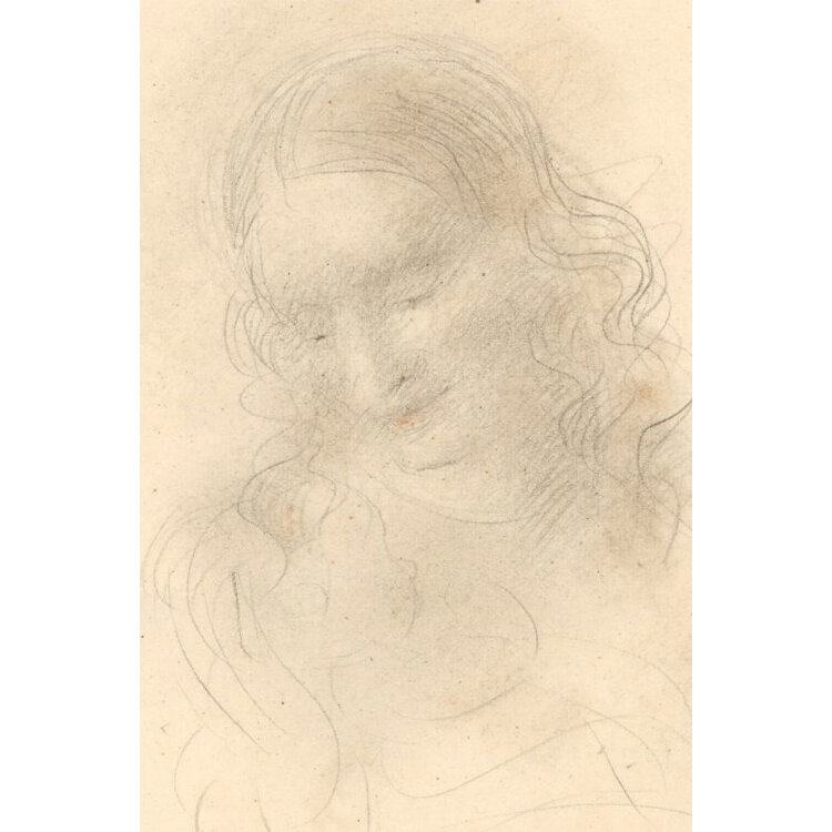 Willi Schmid - Madonna mit Kind. Vorstudie - undatiert - Rötelzeichnung und Bleistift