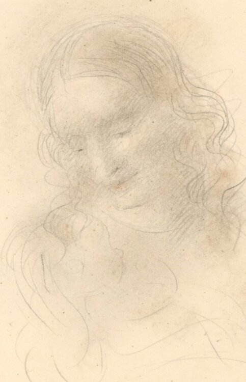 Willi Schmid - Madonna mit Kind. Vorstudie - undatiert - Rötelzeichnung und Bleistift