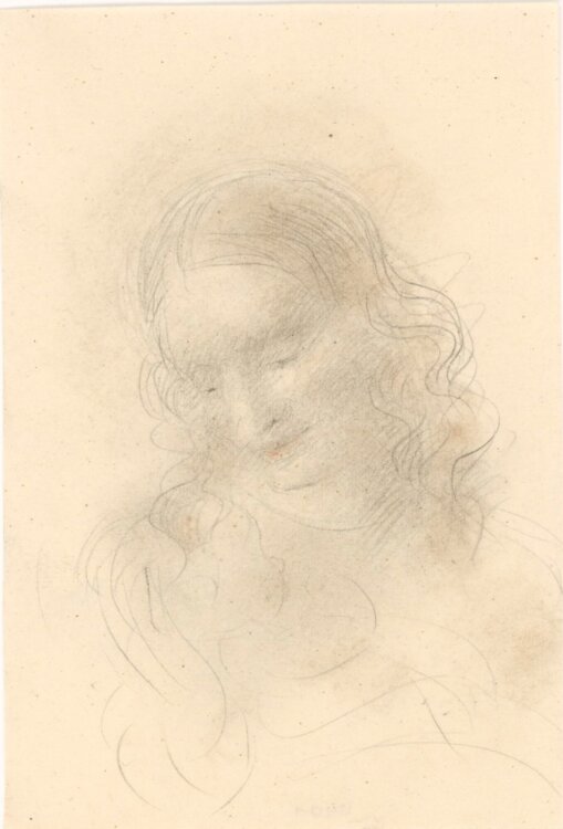 Willi Schmid - Madonna mit Kind. Vorstudie - undatiert - Rötelzeichnung und Bleistift