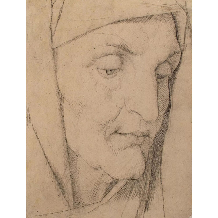 Karl Müller - Frauenporträt/ Heilige Anna? - vor 1850 - Bleistiftzeichnung