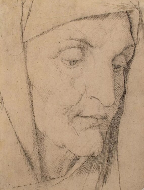 Karl Müller - Frauenporträt/ Heilige Anna? - vor 1850 - Bleistiftzeichnung