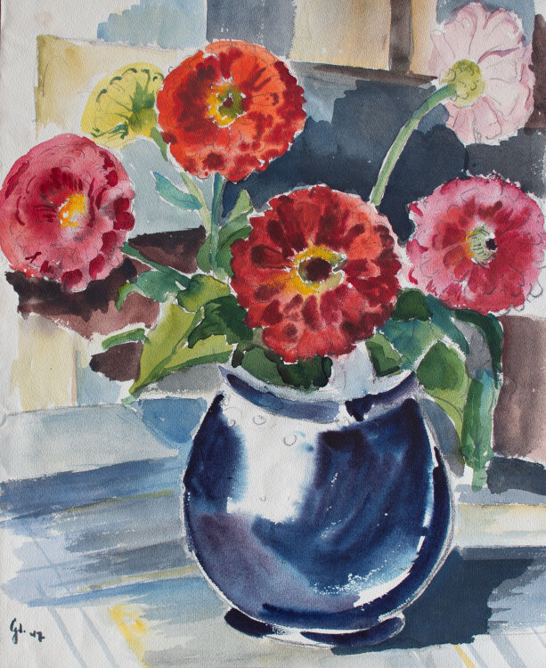 Gerhard Schulte-Dahling - Blumenstillleben mit Gerbera - 1947 - Aquarell