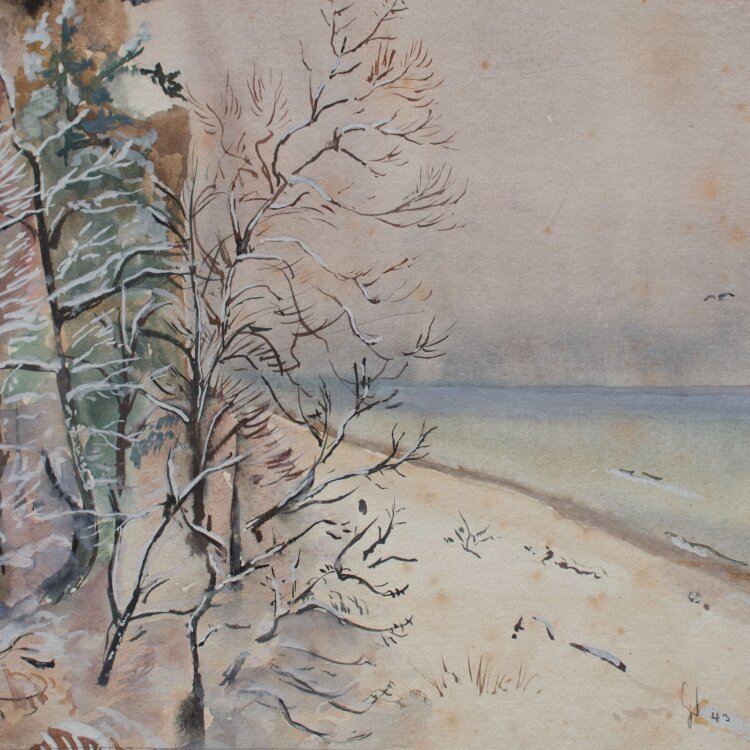 Gerhard Schulte-Dahling - Winterlicher Ostseestrand - 1943 - Aquarell