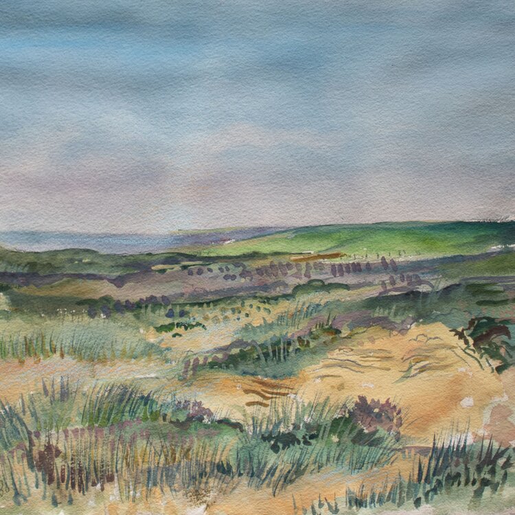 Gerhard Schulte-Dahling - Küstenlandschaft bei Morsum auf Sylt - 1986 - Aquarell