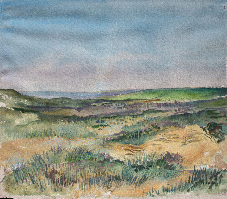 Gerhard Schulte-Dahling - Küstenlandschaft bei Morsum auf Sylt - 1986 - Aquarell