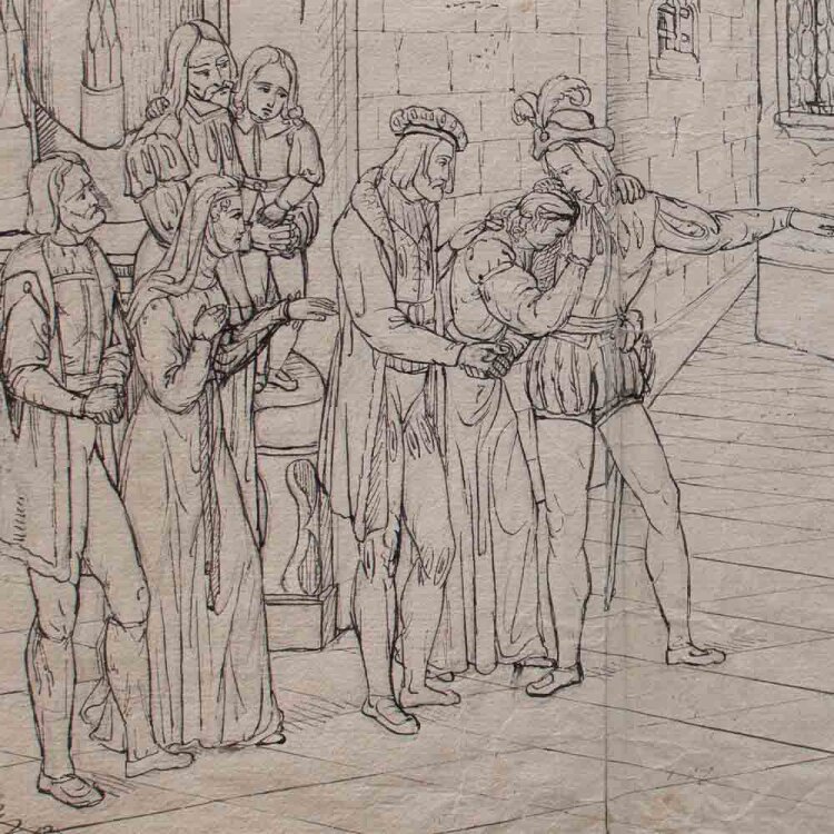 Resch - Abschied - 1829 - Tusche- und Bleistiftzeichnung