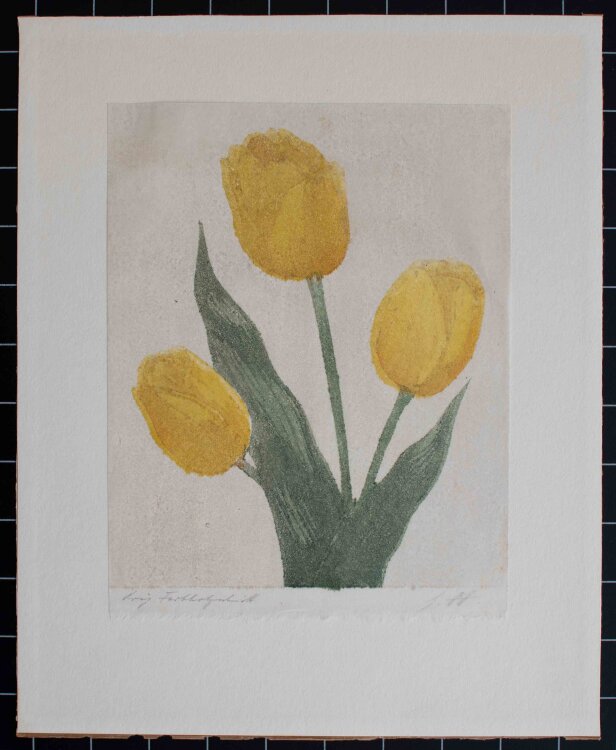 Hans Ott - Gelbe Tulpen - Ende 1950er Jahre - Farbholzschnitt