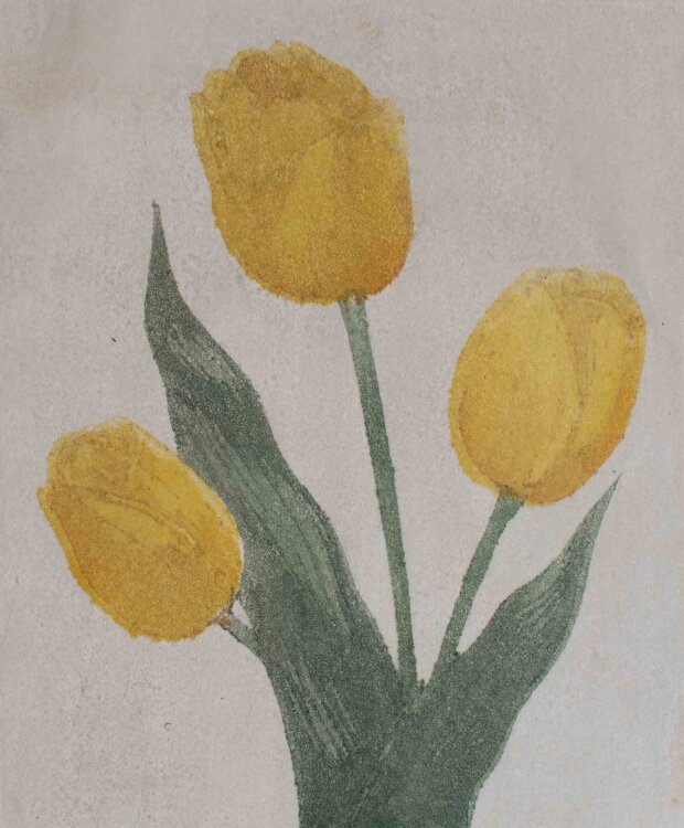 Hans Ott - Gelbe Tulpen - Ende 1950er Jahre - Farbholzschnitt