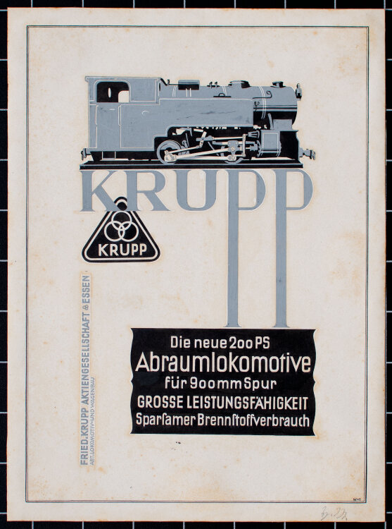 Hans Wehnert - Krupp Abraumlokomotive - 1950er Jahre - Gouache und Feder