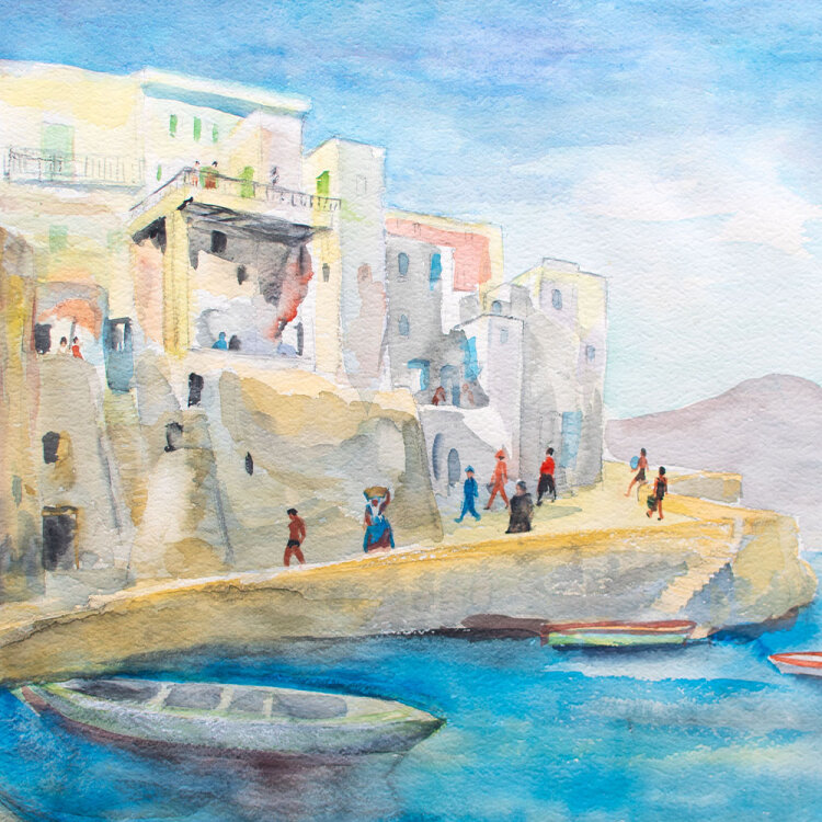 Elfriede Michel - Ischia, SantAngelo - 1957 - Aquarell