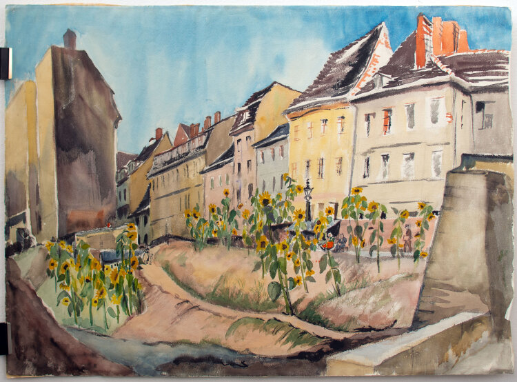 Elfriede Michel - Stadtansicht mit Sonnenblumen - 1933 -...