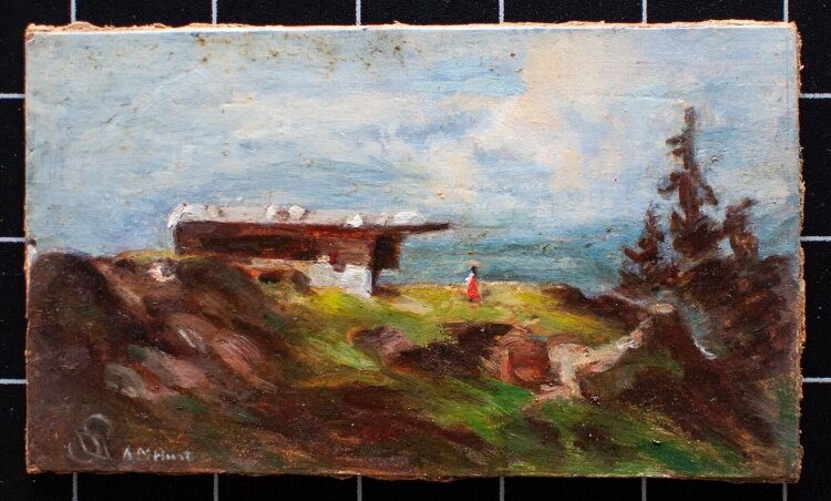 A. M. Bast - Landschaft mit Almhütte - undatiert -...