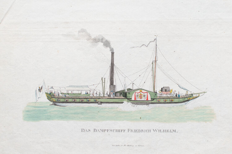 Unbekannt - Das Dampfschiff Friedrich Wilhelm - um 1830 - Stahlstich