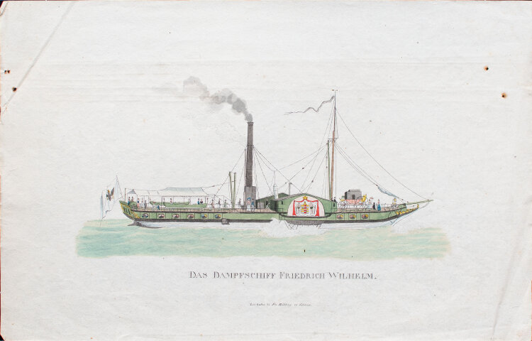 Unbekannt - Das Dampfschiff Friedrich Wilhelm - um 1830 - Stahlstich