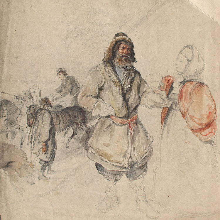 Józef Teofil Smoliński - Umtrunk nach Bärenjagd - Ende 19. Jahrhundert - Aquarell