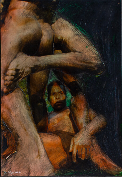 Sabine Kasan - Männlicher Akt - 1995 - Collage, Fotografie und Ölmalerei