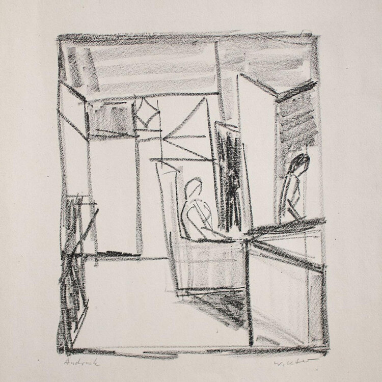 Wolfgang Leber - Figuren im Raum - undatiert - Lithogr