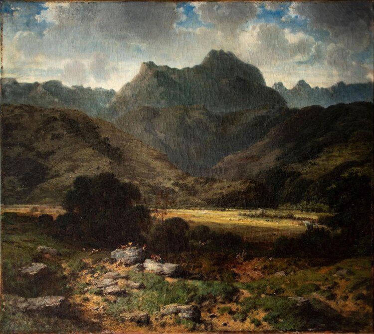unbekannt - Landschaft mit Hirten - um 1860 - Ölmalerei