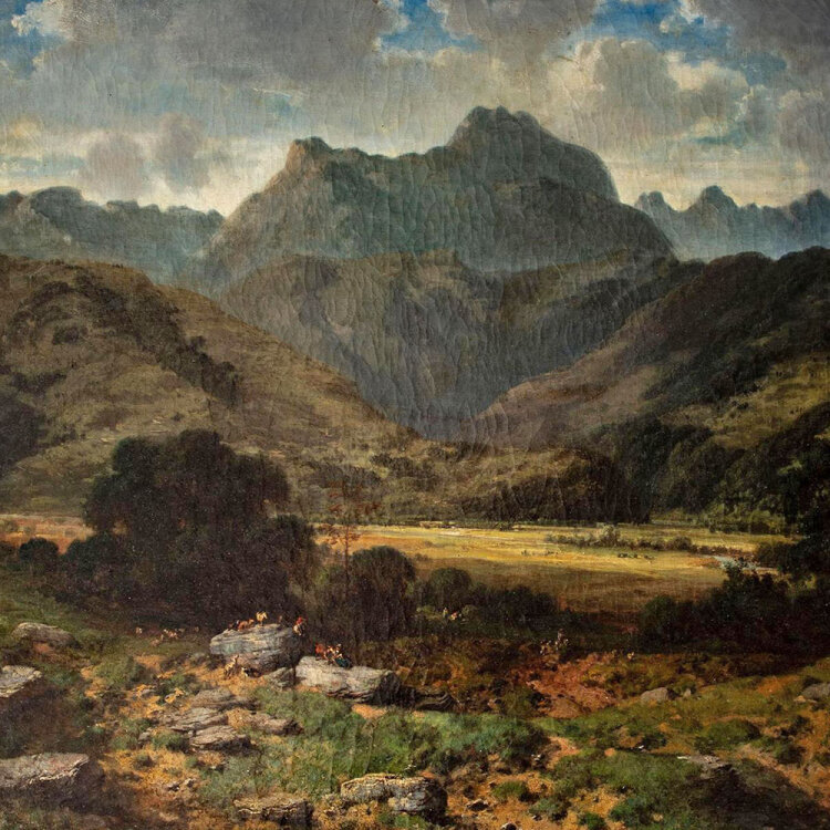 unbekannt - Landschaft mit Hirten - um 1860 - Ölmalerei