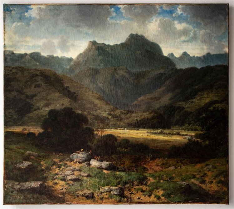 unbekannt - Landschaft mit Hirten - um 1860 - Ölmalerei