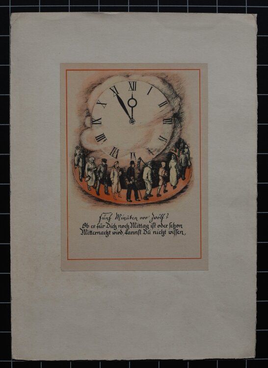 Heinrich Ilgenfritz - Illustration mit Sinnspruch - um 1935 - Farbradierung