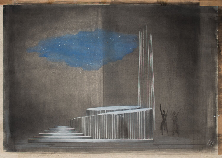 Unbekannt - Bühnenbildentwurf/ Architekturfantasie - undatiert - Aquarell