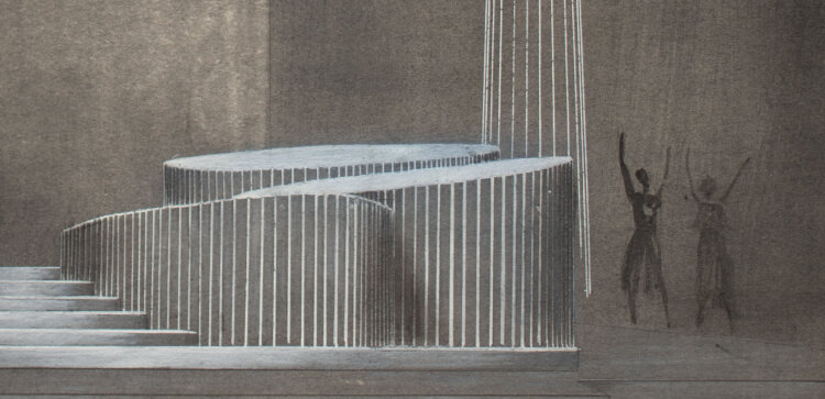 Unbekannt - Bühnenbildentwurf/ Architekturfantasie - undatiert - Aquarell