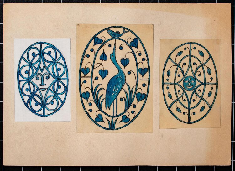 Willi Hertlein - Ornamentik - aquarellierte Tuschezeichnung - o. J.