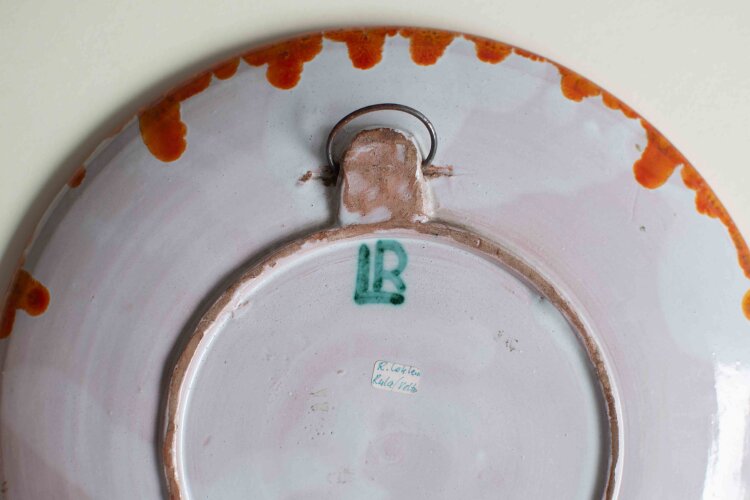 Rula Kunstkeramikwerkstatt  Velten - Jubiläumswandteller 1905-1930, 25 Jahre Keramisches Museum Velten - um 1930 - handbemalte Keramik