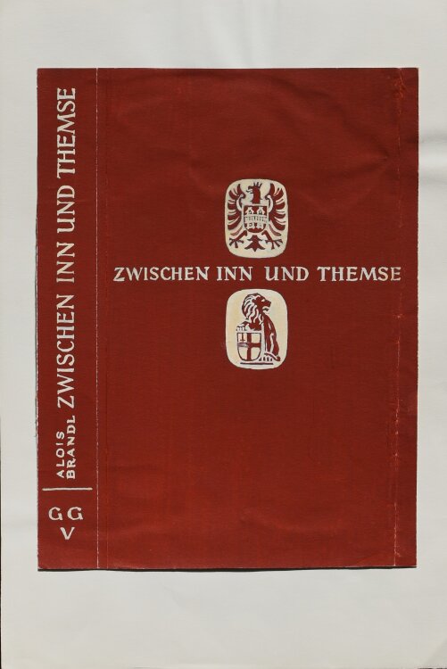 Heinrich Ilgenfritz - Entwurf Buchcover Zwischen Inn und Themse" von Alois Brandl. - um 1936 - Gouache und Deckweiß"