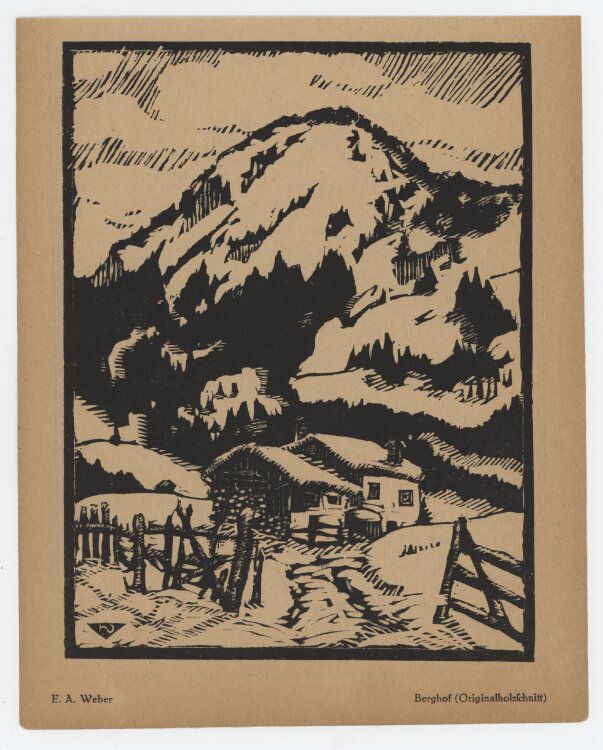 Evarist Adam Weber - Berghof - 1920 - Holzschnitt