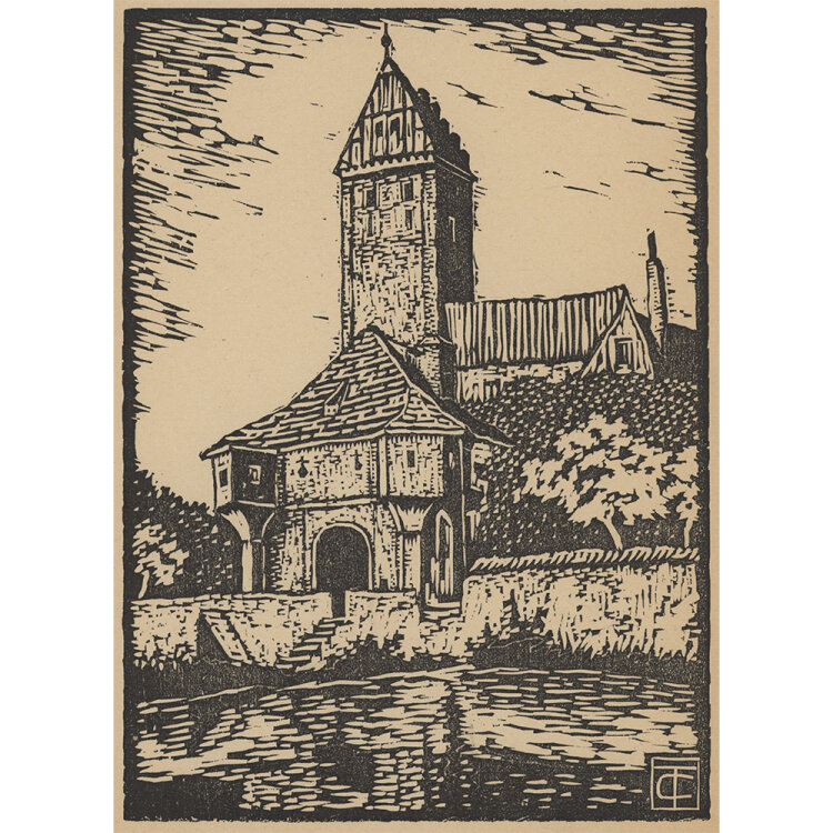 Carl Thodor Thiemann - Stadttor in Dinkelsbühl - 1922 - Holzschnitt