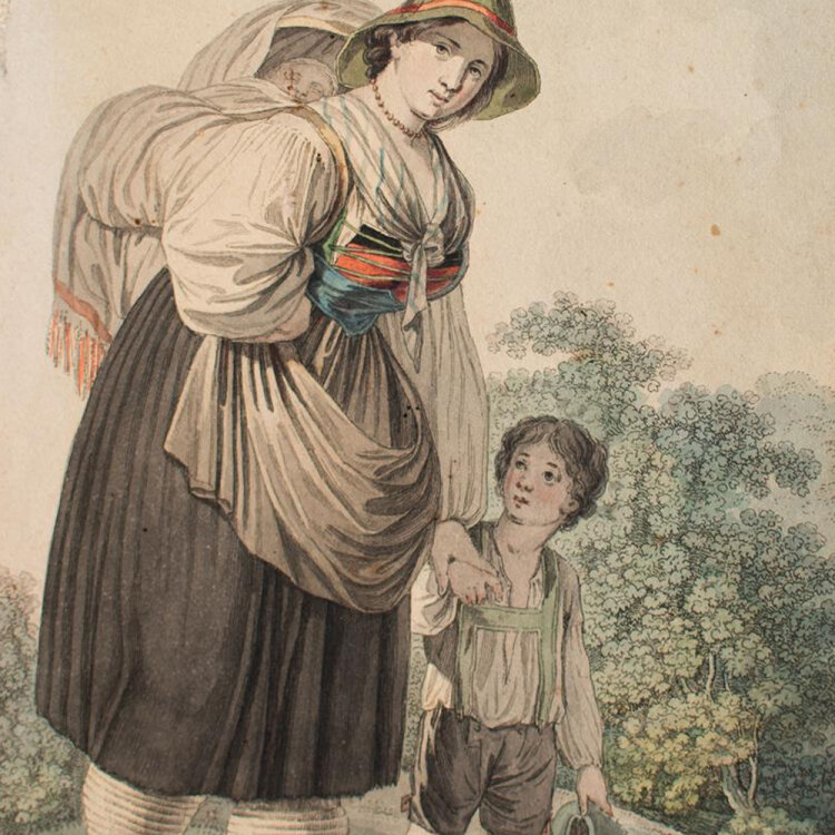 Josef Anton Kapeller - Das Weib des wandernden Tirolers - 1803 - Aquarellierte Radierung