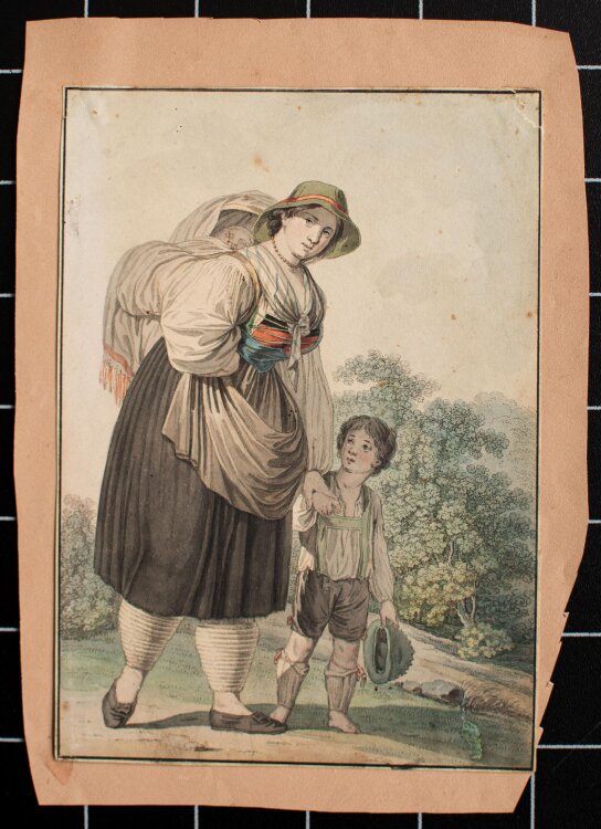 Josef Anton Kapeller - Das Weib des wandernden Tirolers - 1803 - Aquarellierte Radierung
