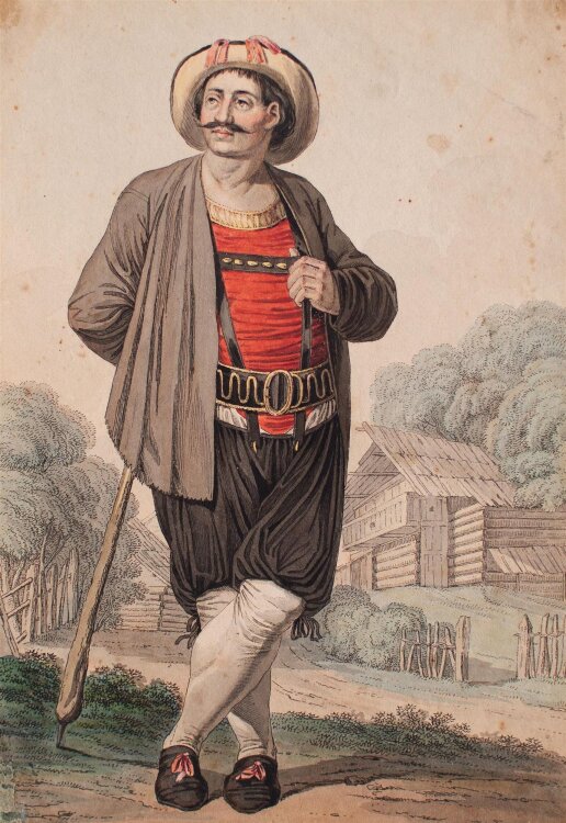 Josef Anton Kapeller - Bauer aus dem Zillertal in Tirol - 1803 - Aquarellierte Radierung