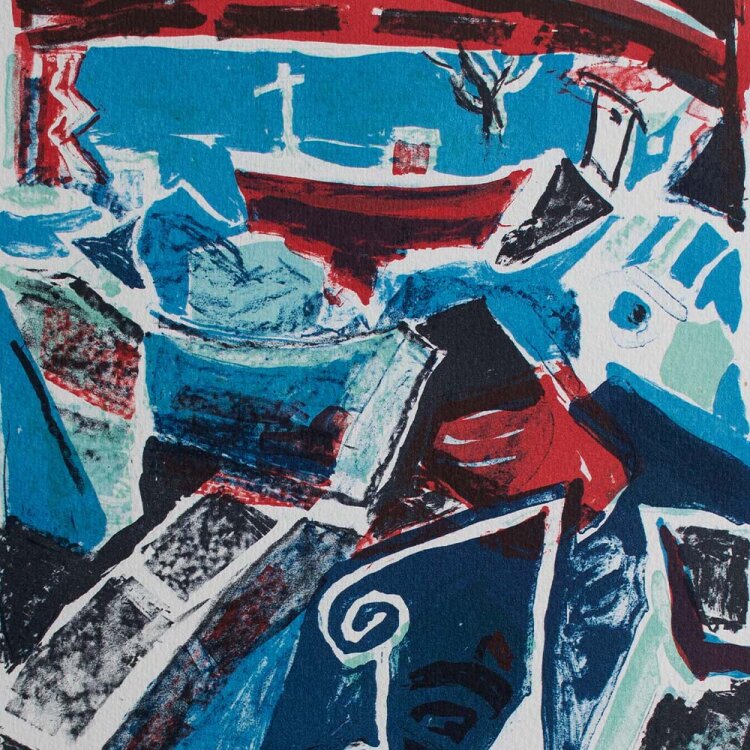 Antje Fretwurst-Kolberg - Kähne im Humboldthafen - 1994 - Offsetlithografie