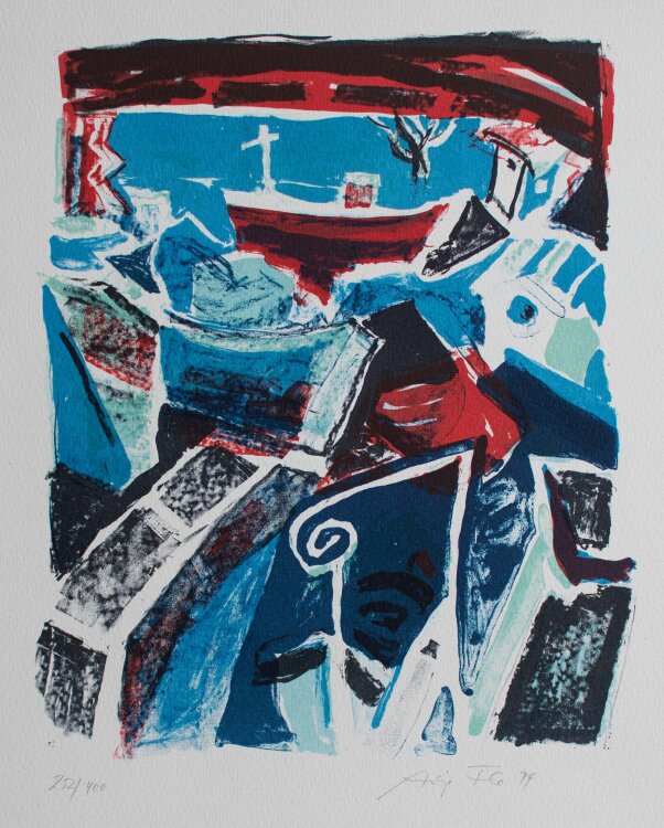 Antje Fretwurst-Kolberg - Kähne im Humboldthafen - 1994 - Offsetlithografie