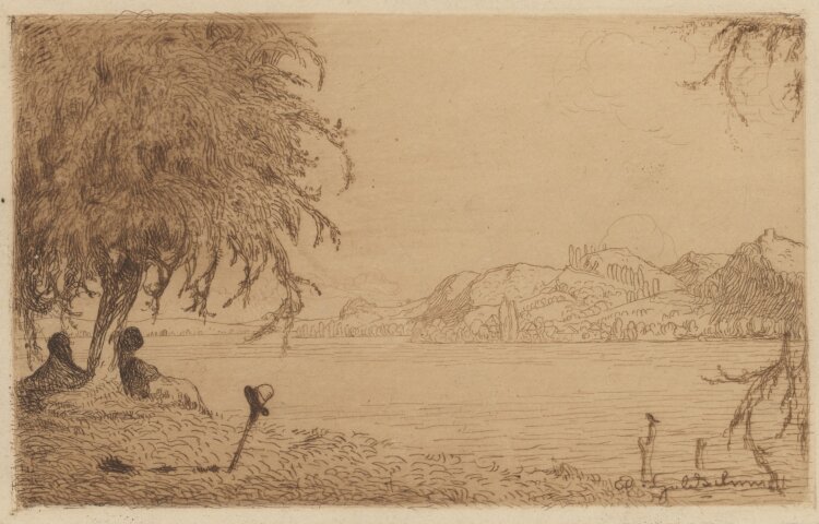 Bruno Goldschmitt - Am Untersee (Bodensee) - 1900-1905 - Radierung in Braun mit Plattenton