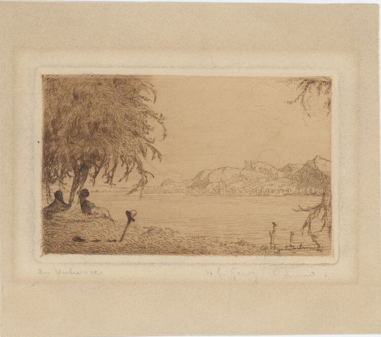 Bruno Goldschmitt - Am Untersee (Bodensee) - 1900-1905 - Radierung in Braun mit Plattenton
