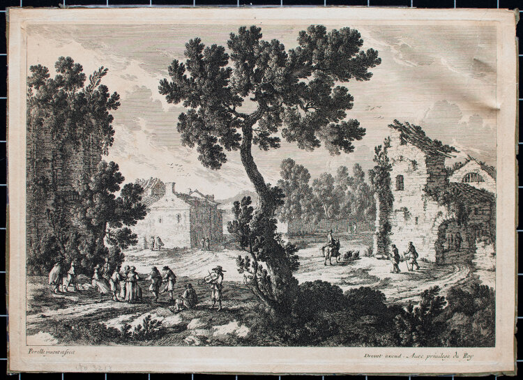 Gabriel Perelle - Landschaft mit Ruine und Tanzenden - 1623-1677 - Radierung